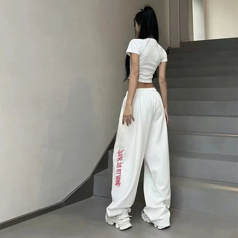 Street Dance Hip Hop Womens Sports Pants High Waist Letter Printing Y2K Trouser Summer Collection Retro Womens Pants 250408