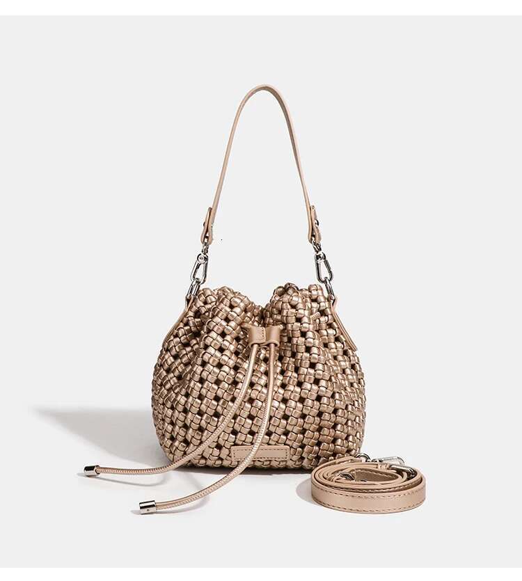 Bucket Bags With Leather Handles Large Cross PU Woven Tote Bag Branded Aesthetic Sier Women's Bags