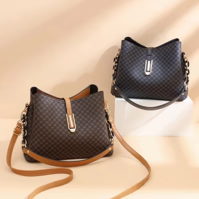 Quality New Leather Handbags High Capacity Advanced Sense Female Long Strap Shoulder Bag
