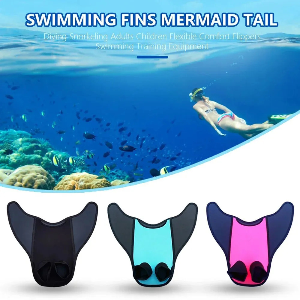 Pro Mermaid Monofin Kids Swim Training Fins Adult Diving Snorkeling Adjustable Strap Water Shoes 250411