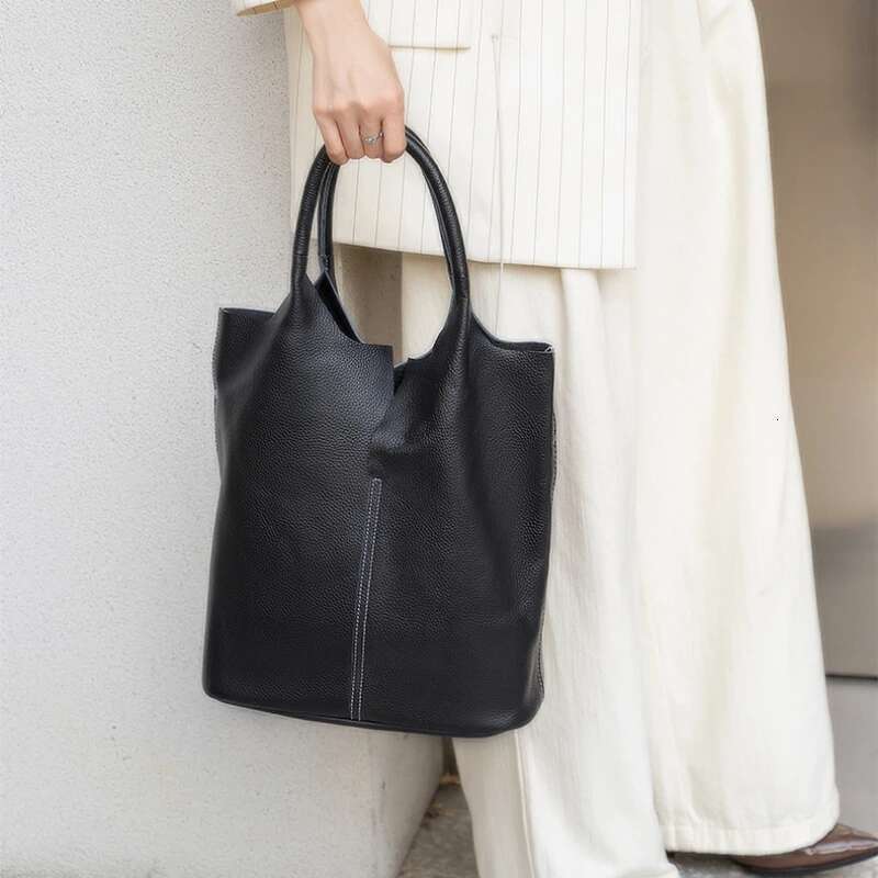 Designer Bag YANATARI Bucket Woman Tote Genuine Cow Leather Shoulder Ladies Handbags Big Shopper Bag Fashion Blue