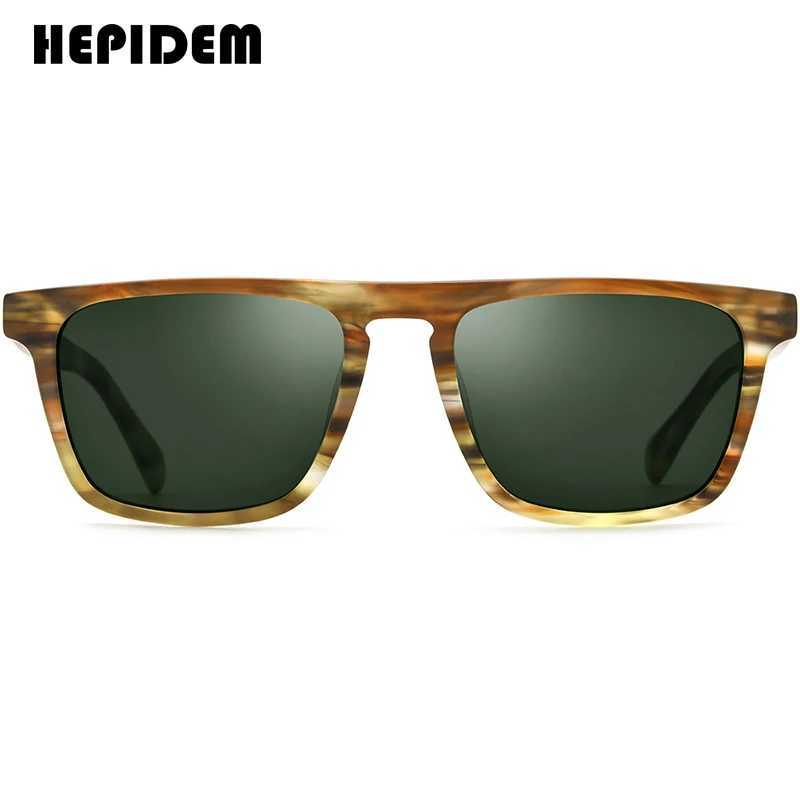 HEPIDEM Acetate Polarized Sunglasses Men Vintage Square Trendy Famous Luxury Brand Designer Transparent Sun Glasses y2k 9283C250411