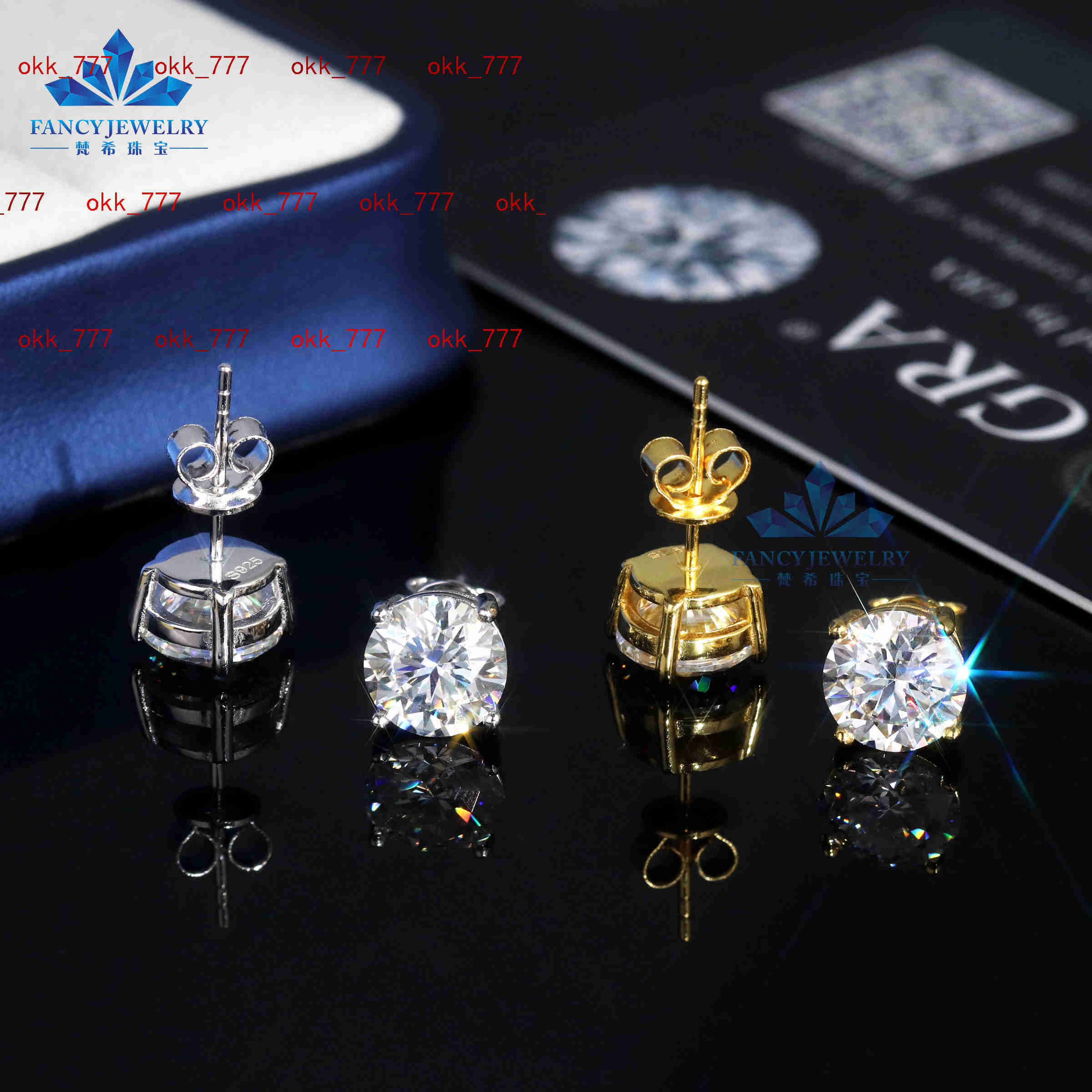 Wholesale VVS Moissanite Earring 0.5ct 1ct 2ct White Diamond 925 Sterling Silver Moissanite Stud Hip Hop Solitaire Earrings