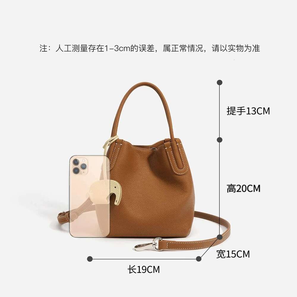 New Design Chic Basket Bucket Shopper Tote Small T Cowhide Leather Women Handbag With Elephant Deco Ladies Shoulder Bag