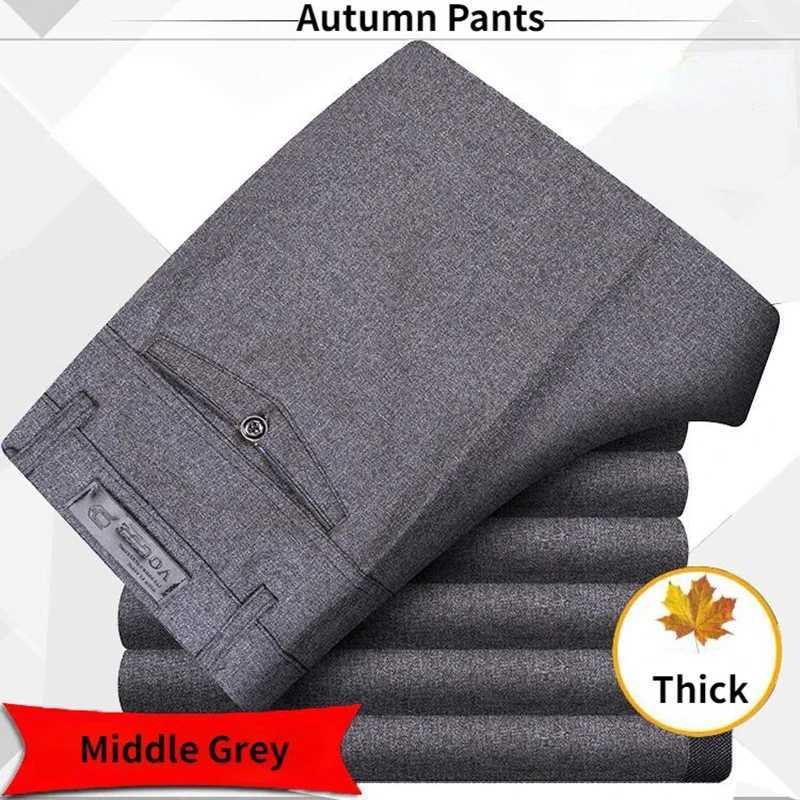 Autumn and Summer Casual Mens Straight Pants Adult Solid Color Flat Design Thick Set Business Pants RIYBEOE W250411