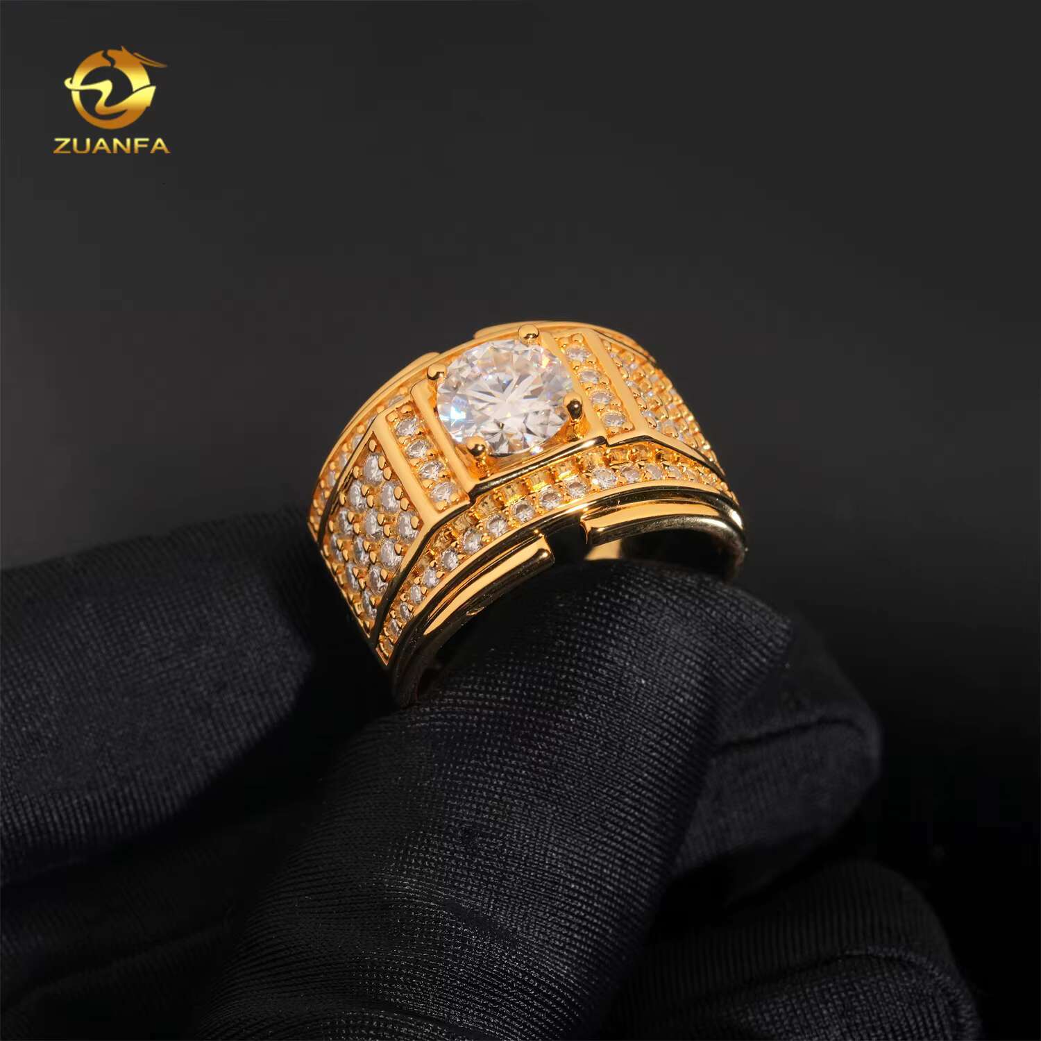 Ready Shipping Iced Out Mens Moissanite Ring 925 Silver Lab Diamond MOissanite Rings Hip Hop Ring Pass Diamond