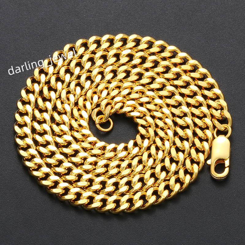 Trend Leader High Quality Smooth Gold Plated 925 Sterling Silver 5mm Cuban Link Chain Rope Chain