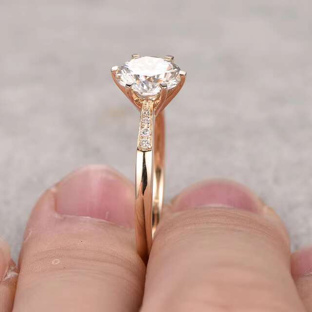 7.5mm Round Moissanite Engagement Ring Round Cut Diamond Wedding Ring Sterling Silver 925