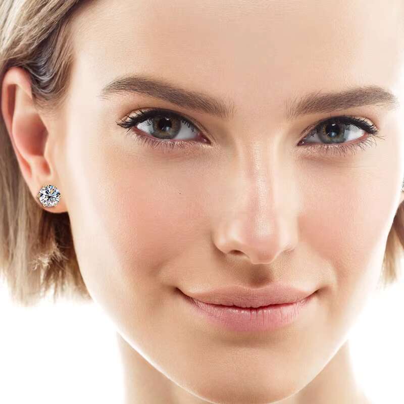 Moissanite 0.5CT 1CT 2CT 3CT Gold Plated 925 Sterling Silver Vvs Moissanite Stud Earrings With Gra Certificate