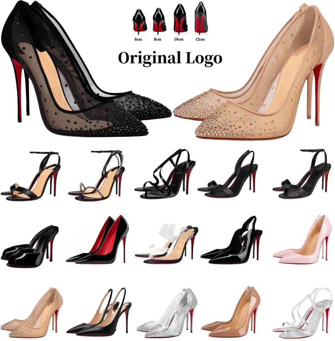 Designer Heels Red Bottomshoes Women Heels Shoes Peep Toes Sandals 6cm 8cm 10cm 12cm Nude Black Patent Leather Luxury Brand Women Pumps 35-44