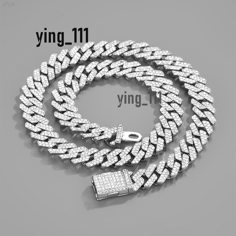 Wholesale Fashion Jewelry Hip Hop Two Tones Diamond Chain Link Gemstone Necklace Miami Cuban for Men Women