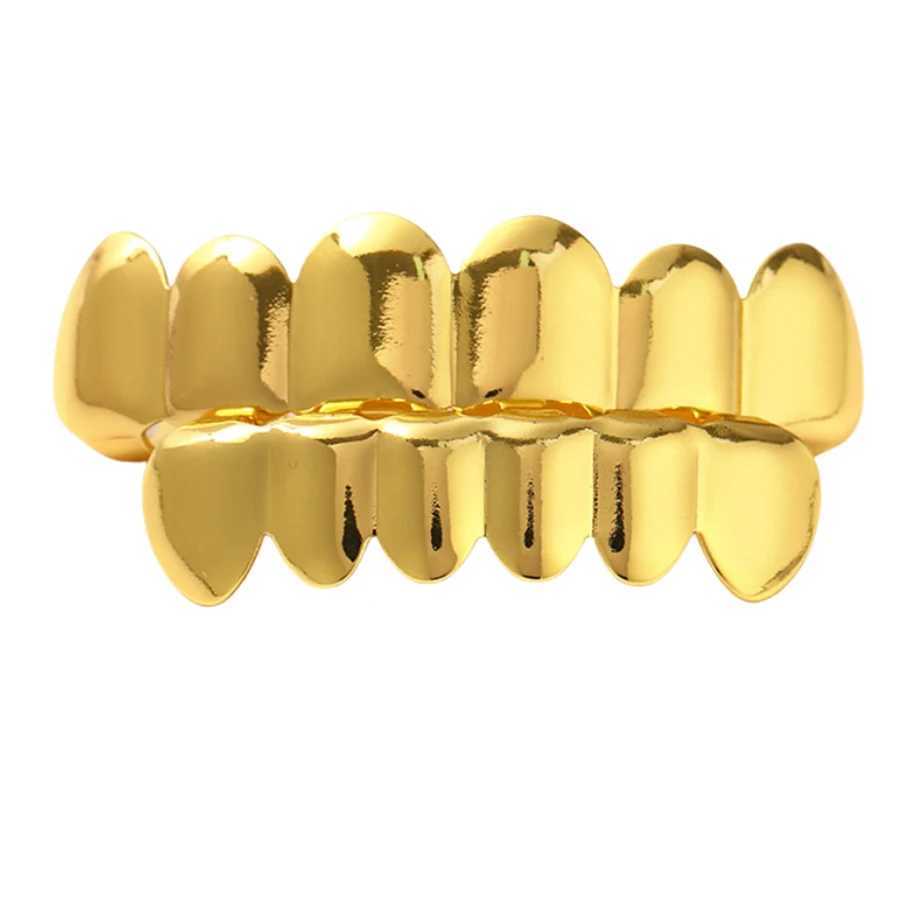 Classic Fashion 6/6 Teeth Grill Hip Hop 14K Gold Plated Hat Decorative Bracket Mens Jewelry Dental Grill W250412