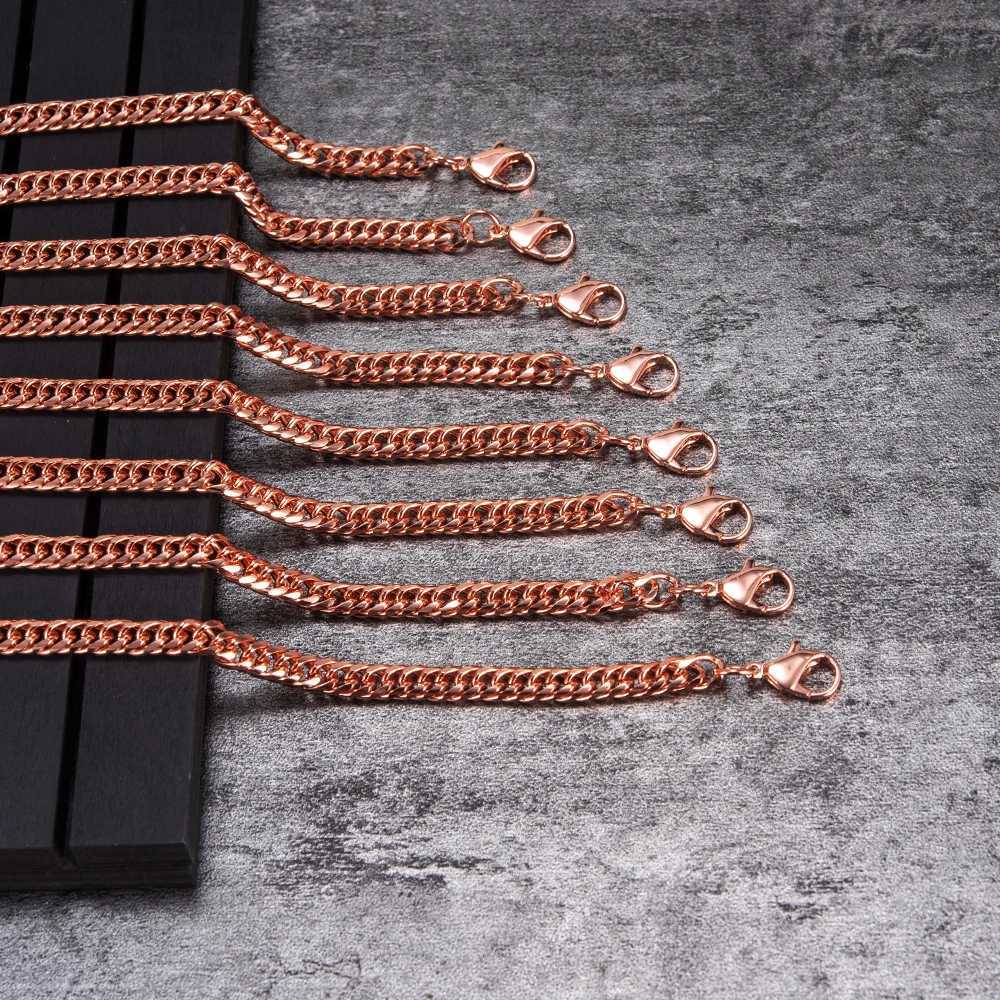 Pure Copper Bracelet for Men Women Adjustable Cuban Chain Link Lobster Clasp 6mm Anti-scratch Bracelets Male 7-10.5 Inch JewelryC250411