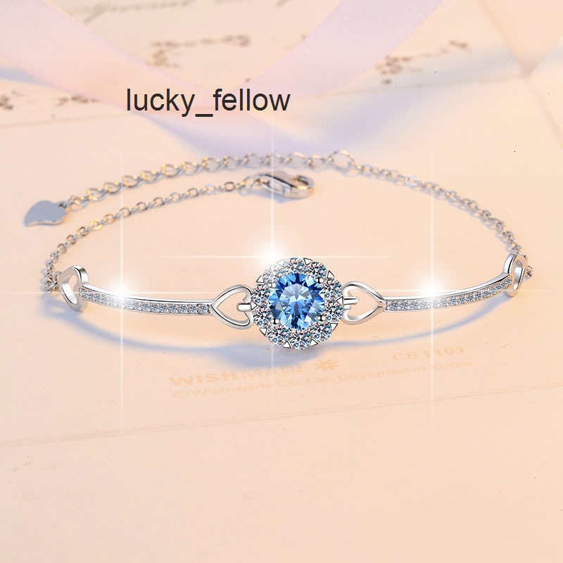 Premium Womens Engagement Bracelet 1/2CT Purple Blue Moissanite 925 Sterling Silver Bracelet