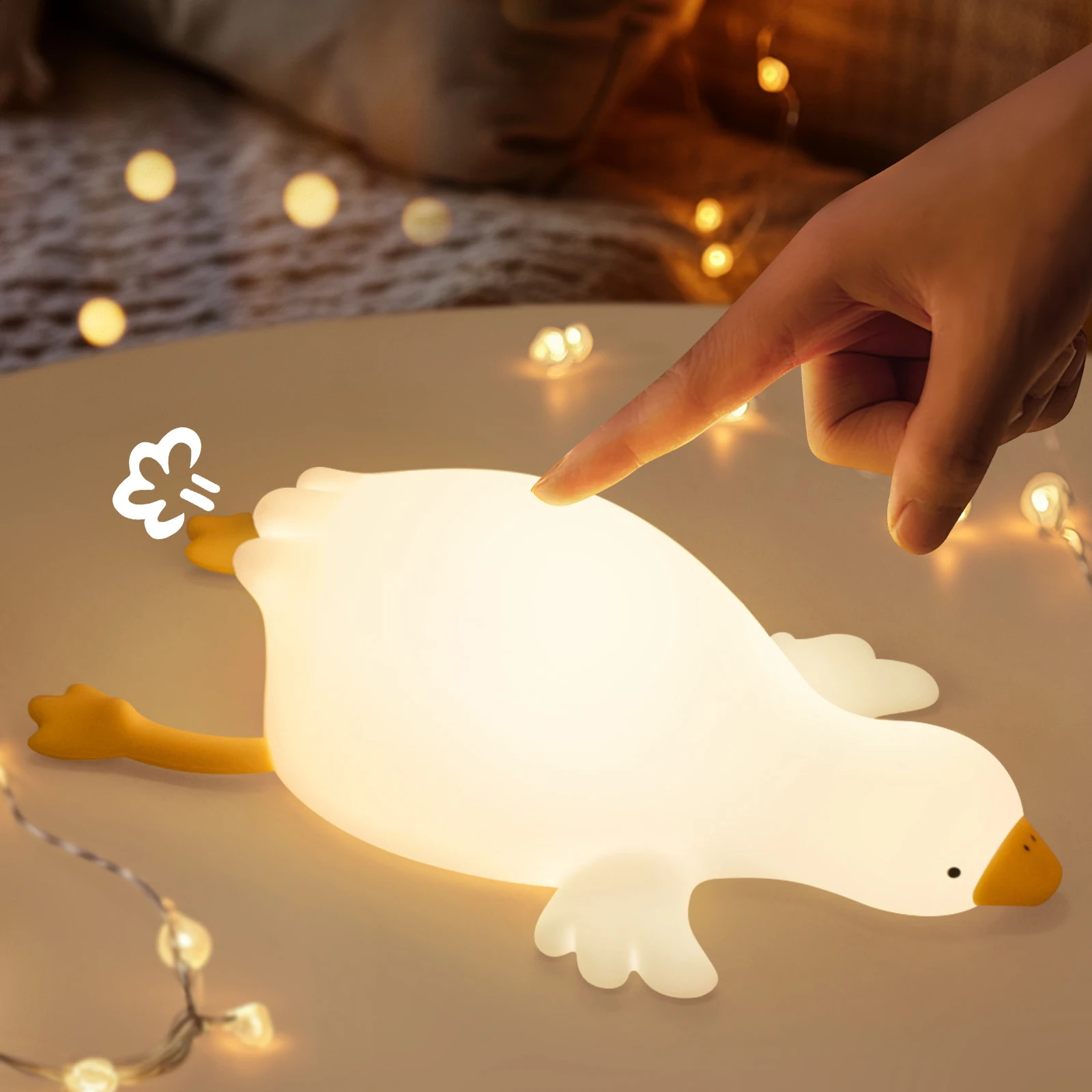 Duck night light for childrens bedrooms 3 lights automatically turn off LED charging silicone spray faucet control baby daycare light 250411