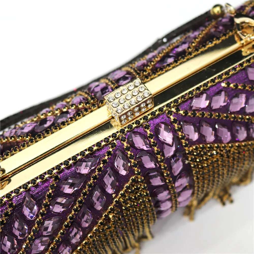 Nable Women's Chain Shoulder Crossbody Cydrical Tassel Rhie Design Handbag Evening Flash Bag