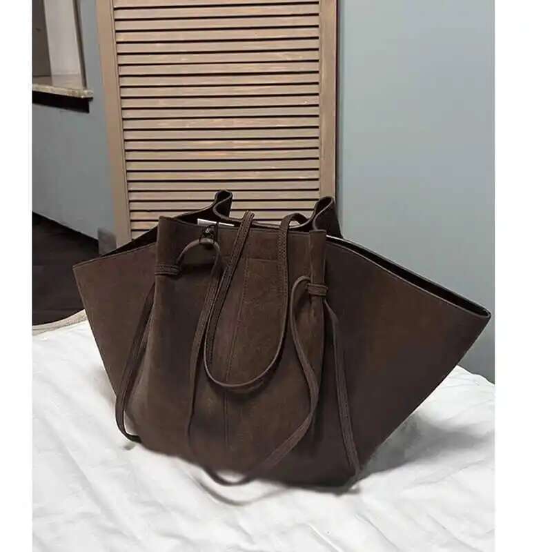 New Matte Suede Retro Wing Large Capacity One-Shoulder Tote Casual Shopping Women's Bag