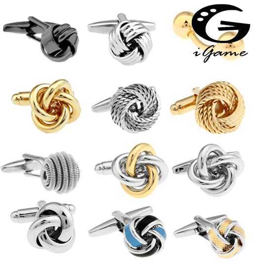 Mens black cufflinks with fashionable knot design high-quality copper material cufflinks wholesale and retailT250412