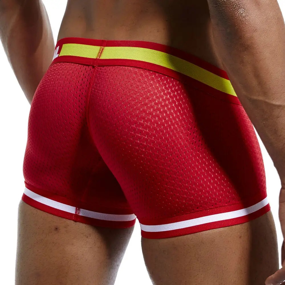 Mens Underwear Boxer Breathable Mesh Boxer Brief Male Underpants Sexy Panties Mens Bodysuit Trunks PantQuick Dry Sports Fitness250403