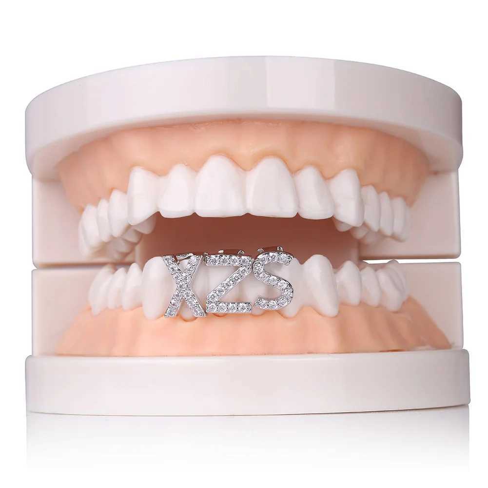 GUCY New Hip Hop 26 Letter Teeth Grillz All Ice Micro Pave CZ Grills with Silicone Christmas Gift W250412