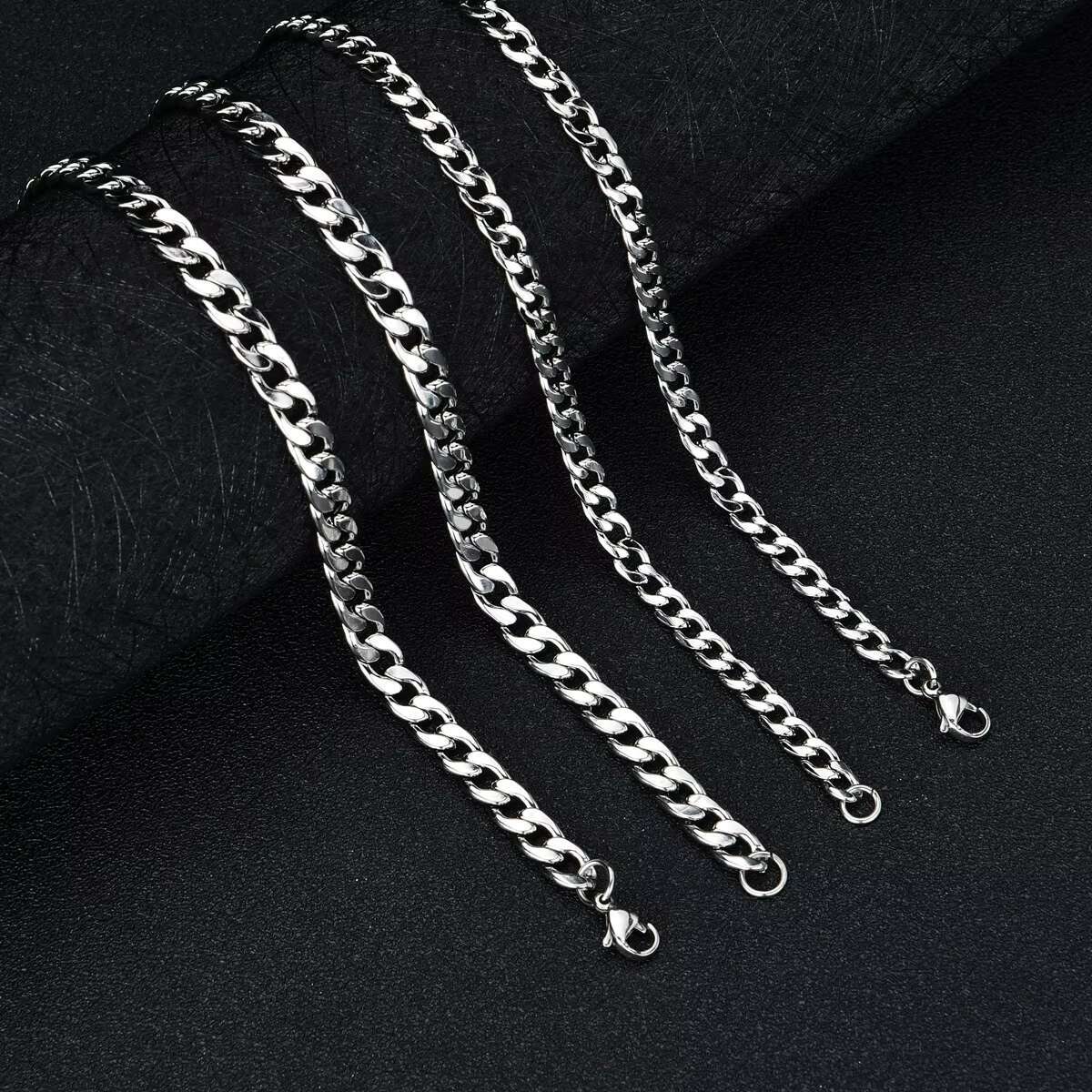 New High Quality 6mm/8mm/10mm/12mm Hip Hop Stainless Steel Titanium Steel Buckle Miami Link Necklace Men Women Cuban Chains