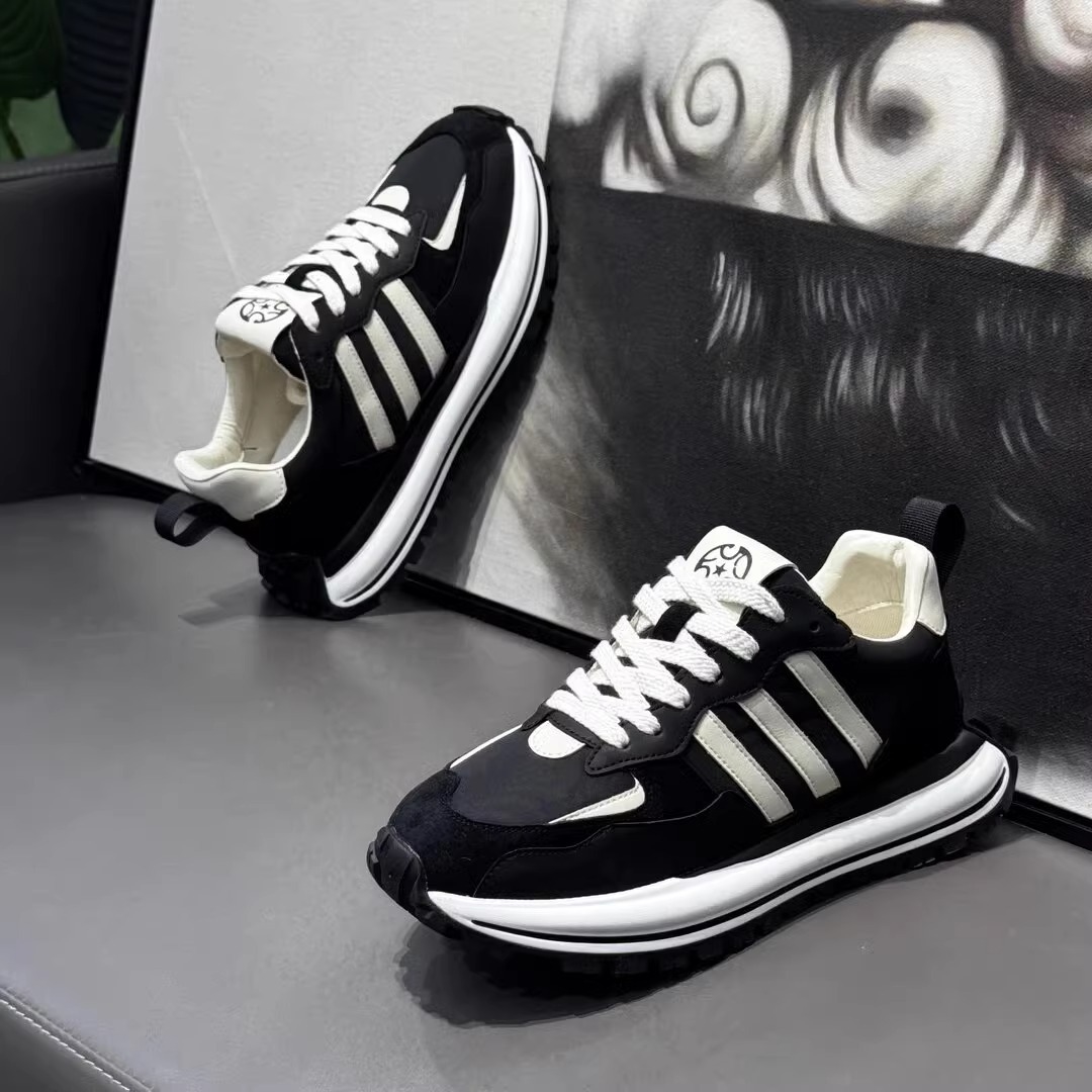 Free shipping men's shoes 2025 spring sports casual shoes fashion trend thick sole increase color matching lace-up low-top casual shoes 39-44