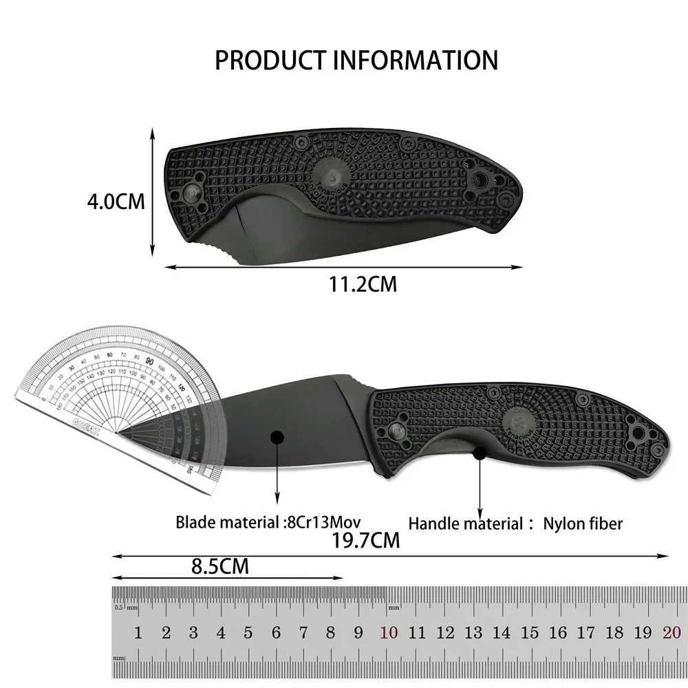 C122 Durable Lightweight FRN Handle Drop Point Blade Pocket Knife 8Cr13Mov Blade Outdoor Easy to Carry Hunting Camping KnifeT250412