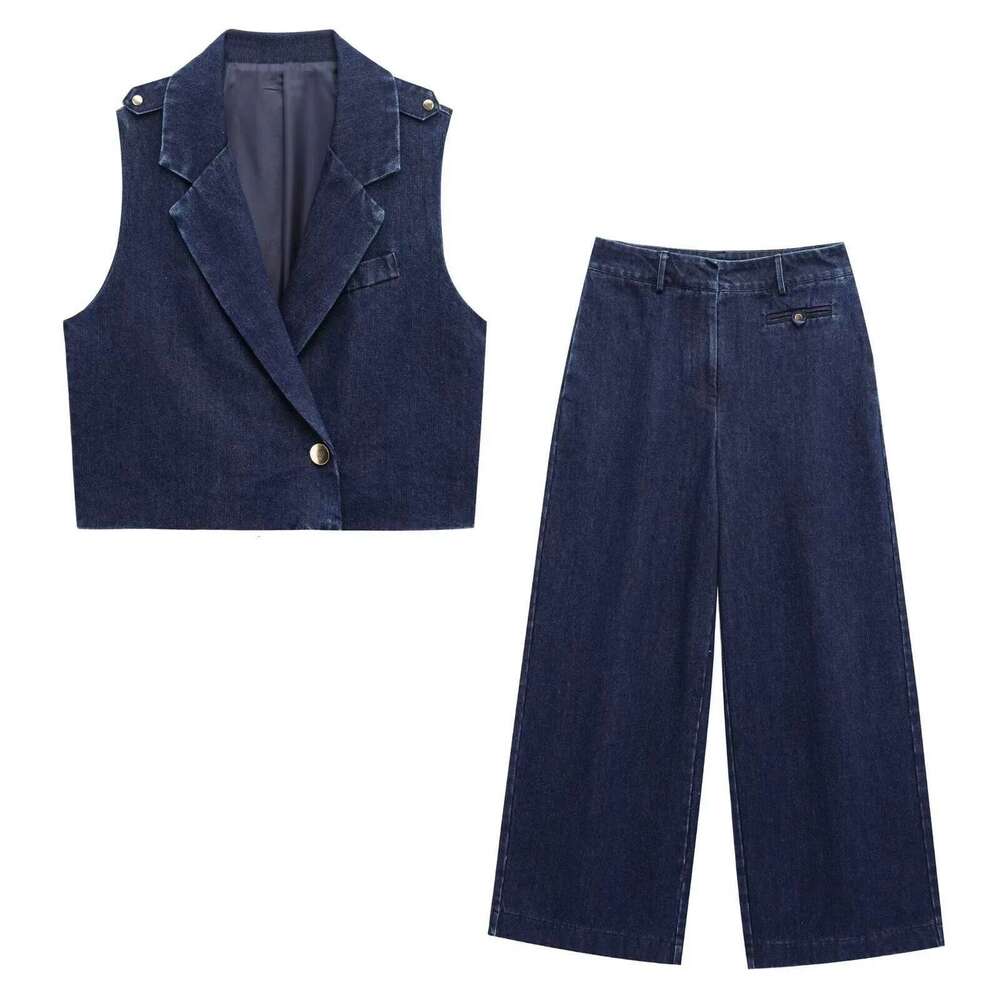 Designer Clothes 2025 RARA Summer New Arrivals Women's Short Denim Vest + Straight Wide-Leg Jeans Fashionable And Chic Set