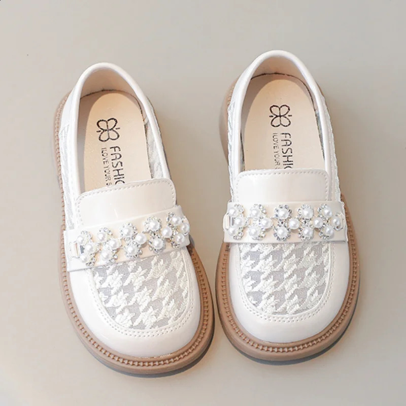 Girl Loafers Princess Lace Dress Girl Baby Shoes Oxford Apartment Childrens Church Uniform Moccasins Black Beige 250411