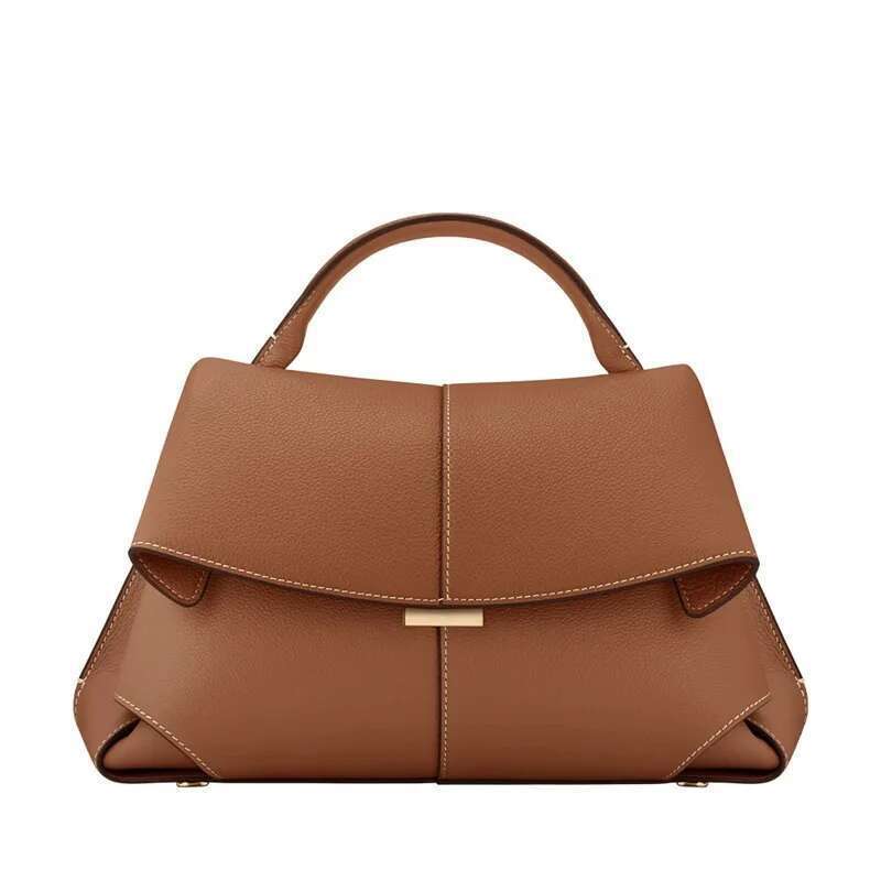 Commuting Leather Hand-Held Smile Bag, Niche Design Casual Single Shoulder Pleated Crossbody Bag