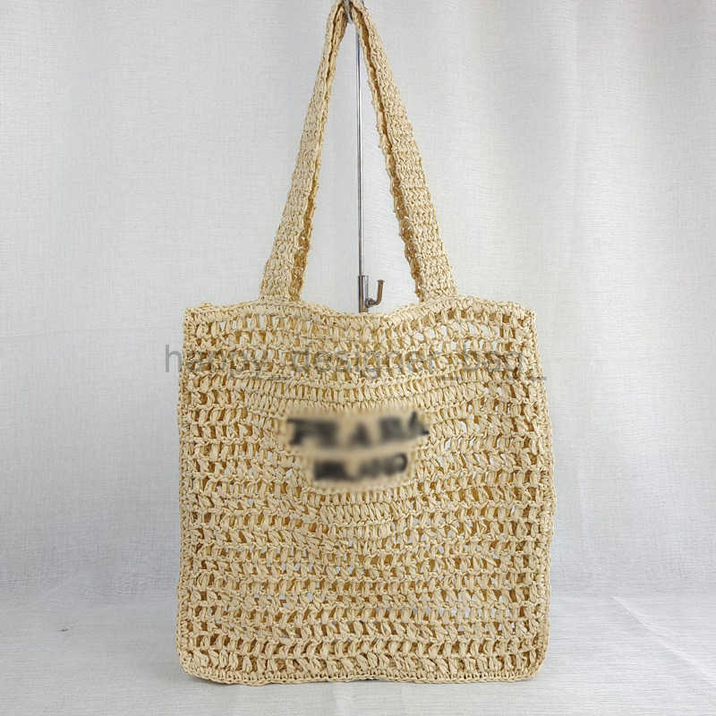 Paper rope woven shoulder bag beach bag versatile photo taking letter hollowed out bag leisure travel Y250412