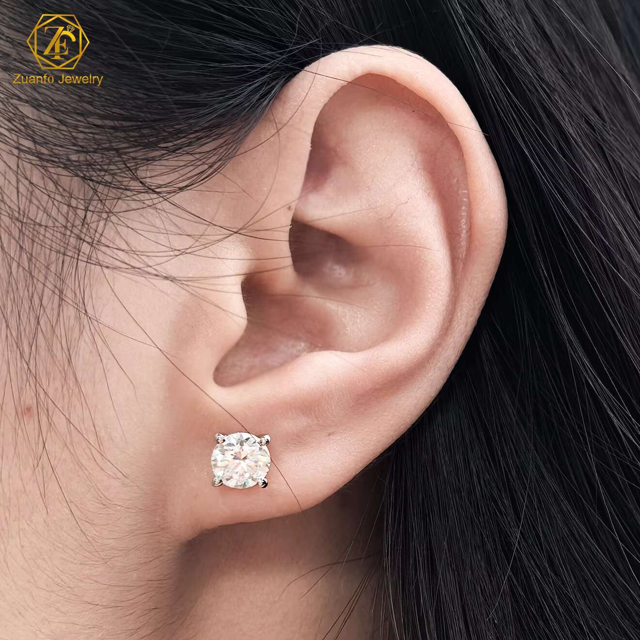 Hot Selling 925 Sterling Silver 6.5MM 1CT 4-Prongs Screw Back D VVS1 Moissanite Diamond Stud Earrings Parties Gifts Men Women