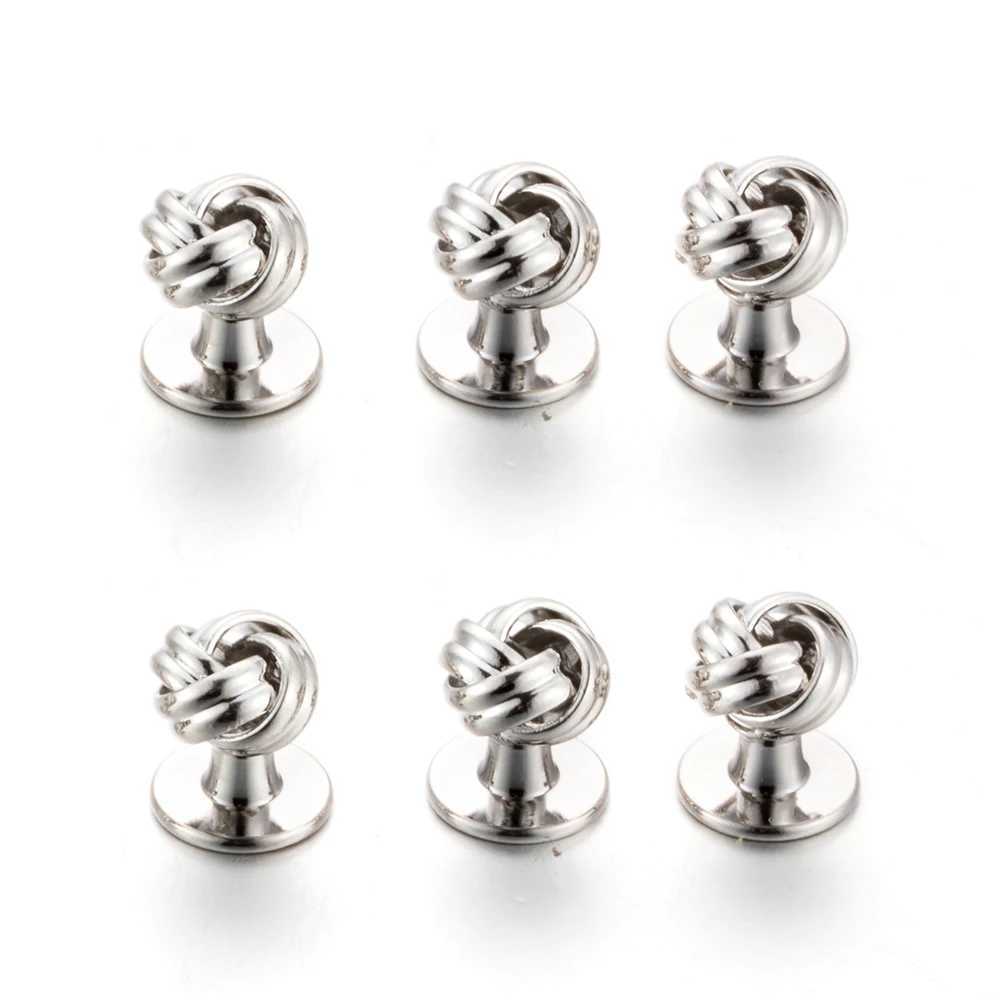 Vajra Cufflinks Stud Set 8-Piece Luxury Gemelos Silver Knot Tail Coat Collar Stud Set Bonito Gemelos 536T250412