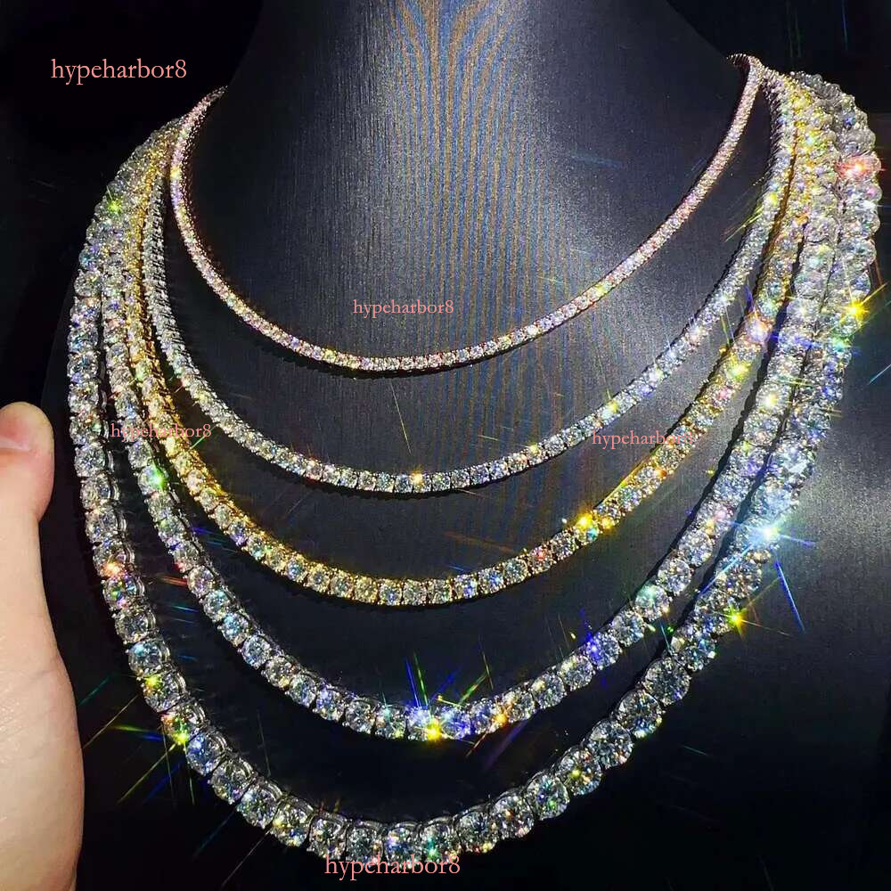 Custom hip hop Jewelry necklace 6mm 8mm Sterg Sier hiphop chain VVS Moissanite Tennis Chain