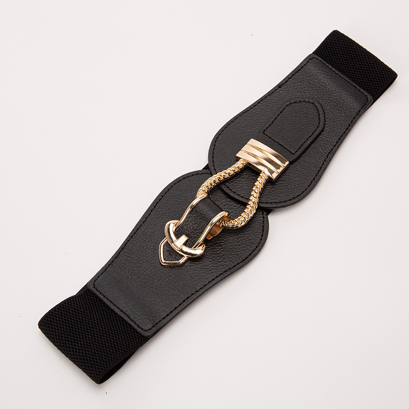Spring new women's elastic wide waistband fashionable decoration versatile dress with black waist seal and autumn/winter sweater