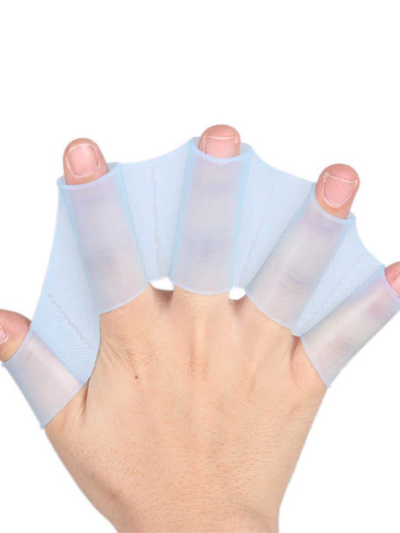 1 pair of neutral frog style silicone hand swimming finger flip finger mesh gloves paddle water sportsY250412