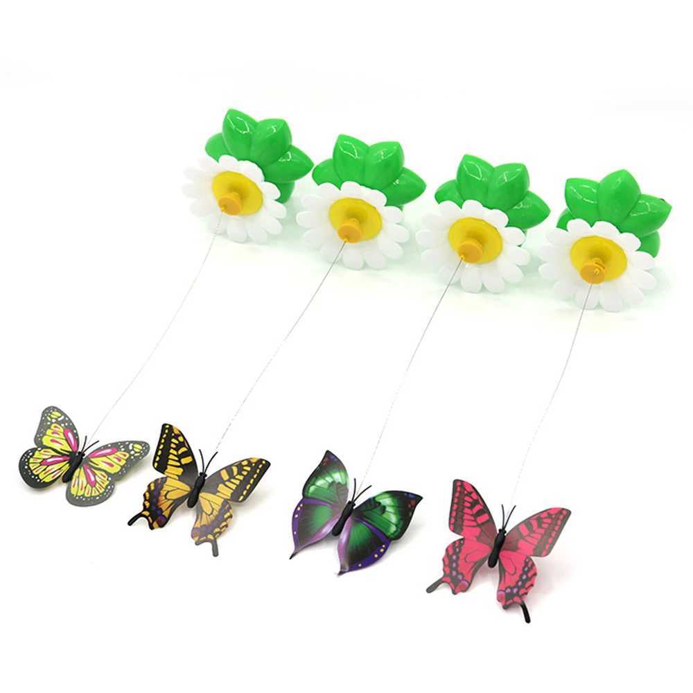 Interactive cat toy with USB charging spinning butterfly noise ball and bouncing fish Y250412