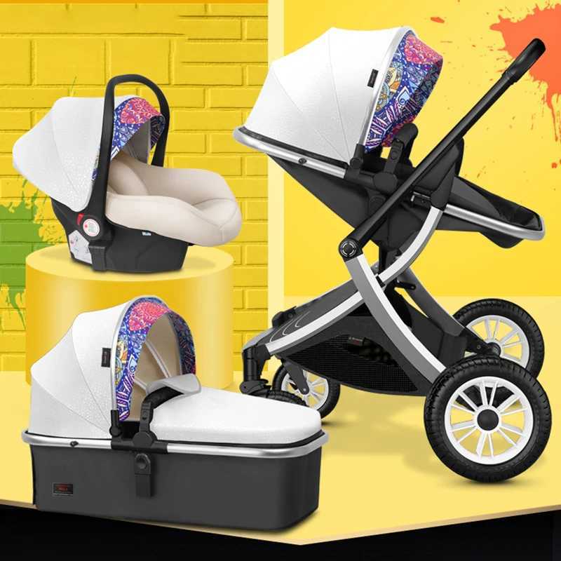 3-in-1 luxury landscape baby stroller with car seats and bi-directional shock-absorbing light folding baby stroller W250411