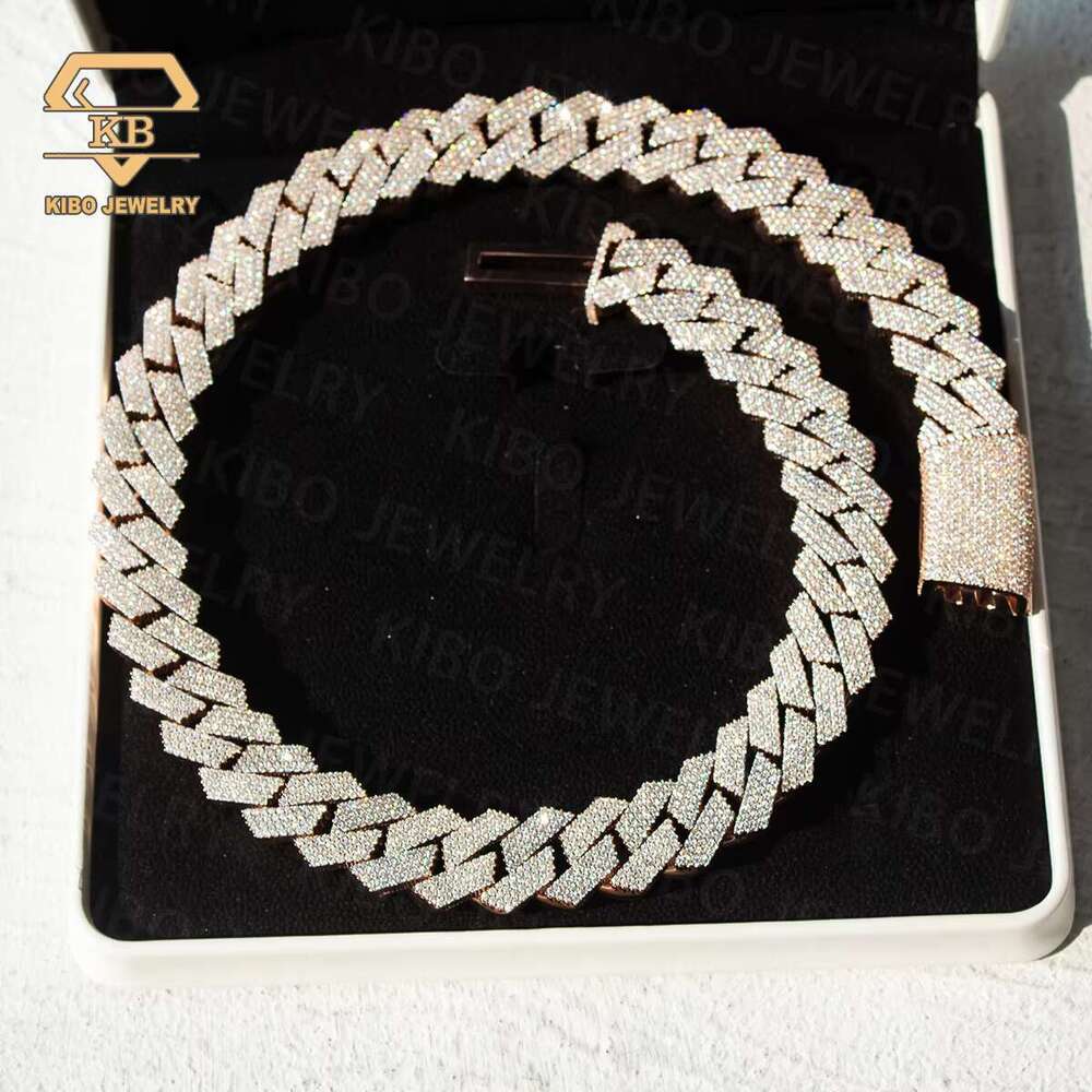 Big 20mm Sterg Sier Rose Gold VVS Dia Hip Hop Moissanite Cuban k Chain for Men
