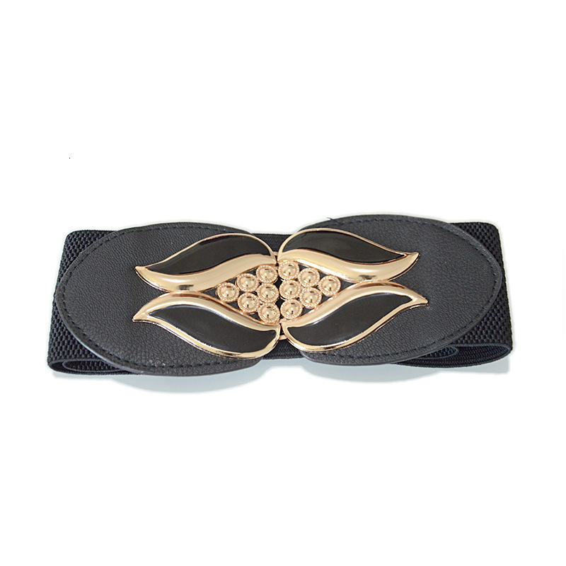 New Women's Elegant and Casual Decoration, Ripple wer Buckle Elastic Wide Waist Cover with Skirt