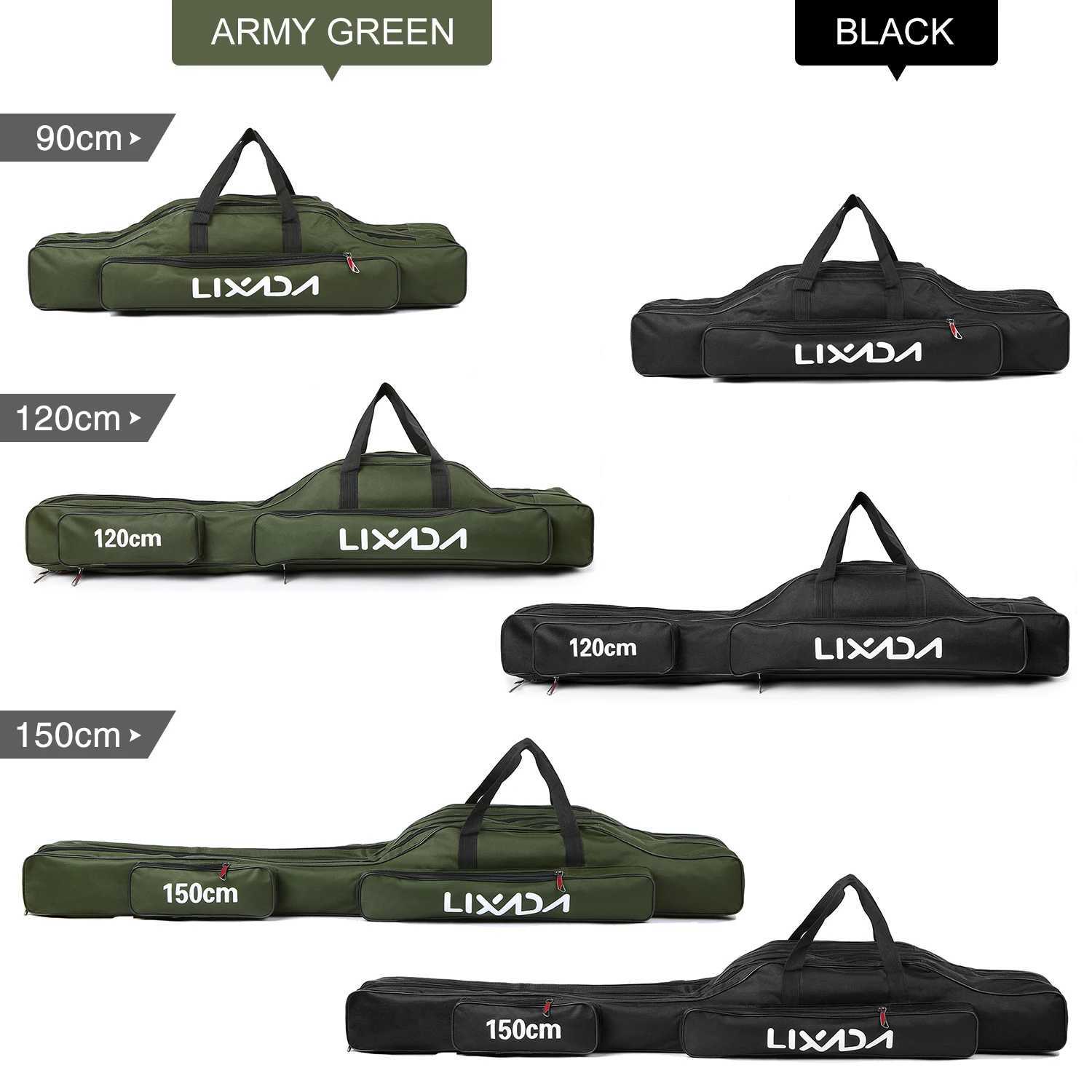 Lixada 3 Layers Fishing Pole Bag Portable Folding Rod Carry Case Fishing Reel Tackle Storage Bag Case fishing tackle storage bag Z250411