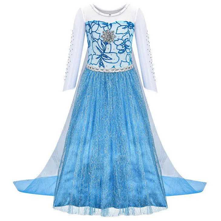 Disney Toddlers shake Elsa Maxi dress princess snow queen costume full body sequins embossed Christmas party frogXJ250411