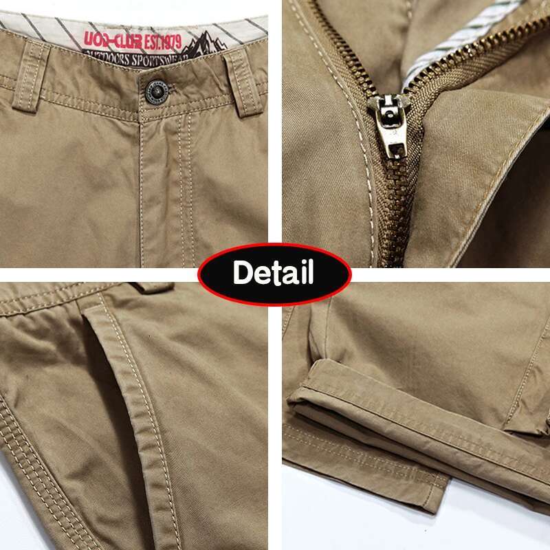 Hots 2025 Summer Solid Color Cotton Cargo Straight Men Outdoor Leisure Button High-Quality Design Shorts Male Pants