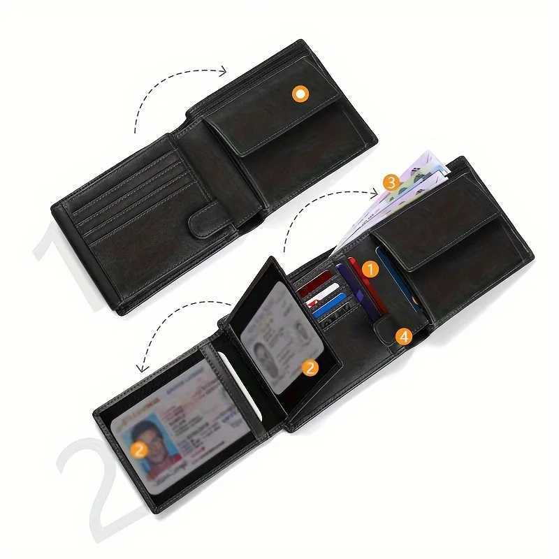 YATBEST mens wallet RFID anti-theft brush loose leaf three fold wallet large capacity zero currency bag card bag Z250411