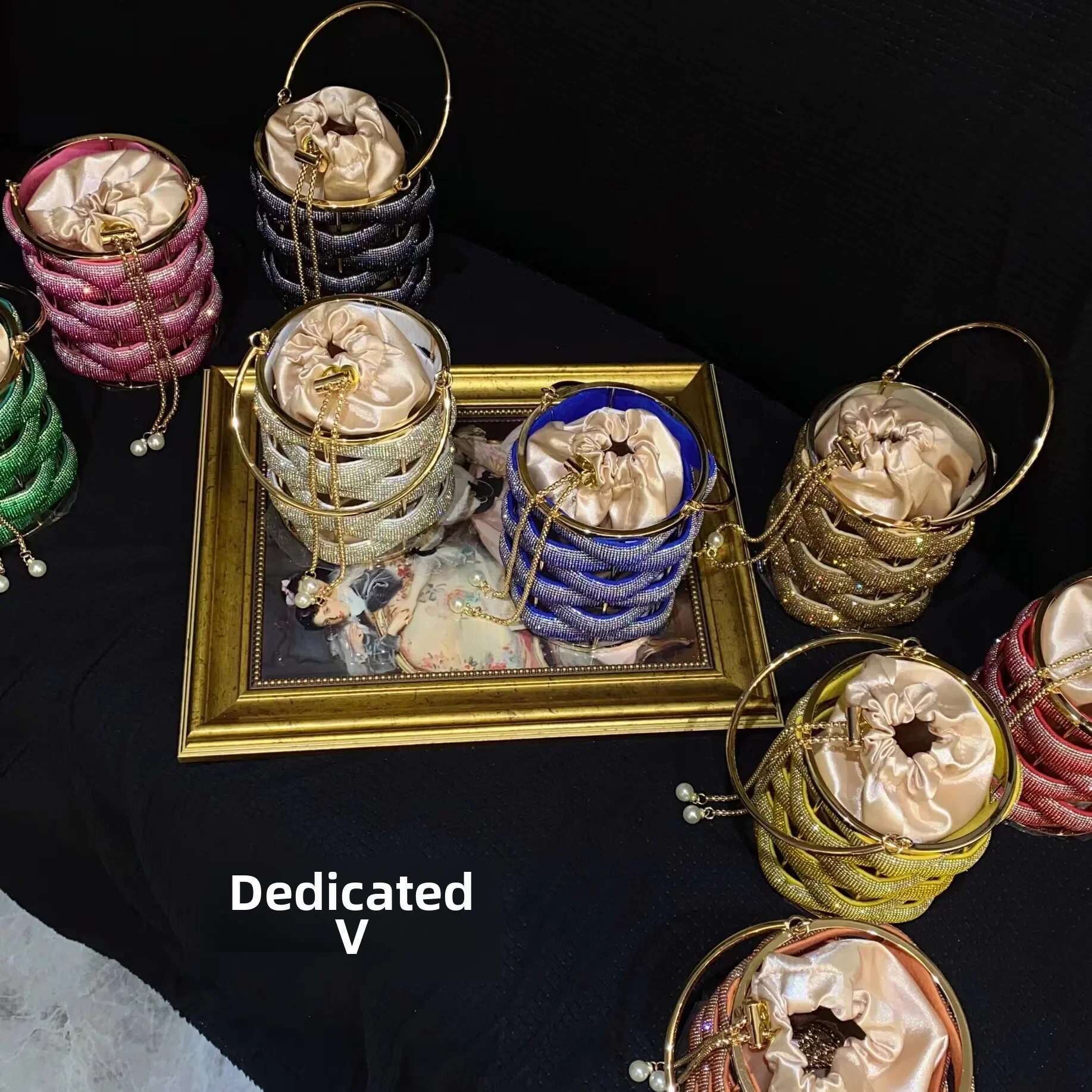 Sparkg Metal Woven Handbag Basket Birdcage Party Bucket Handheld Crossbody Small Bag Fashionable Handmade Weaving