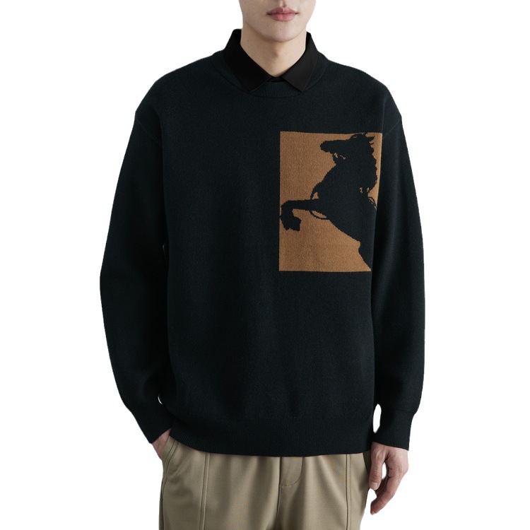 WB101 Stylish Men's Double Collar Pullover Sweater - Perfect for Spring & Autumn