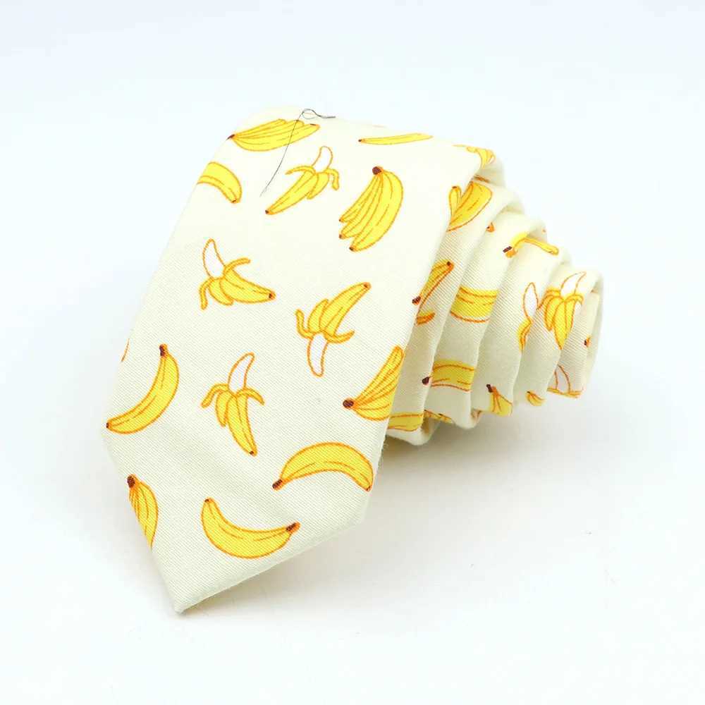 Cute Colourful Cartoon Tie For Men Women Skinny Cotton Animal Fruits Print Necktie Banana Duck Bear Narrow Cravate Funny GiftW251111