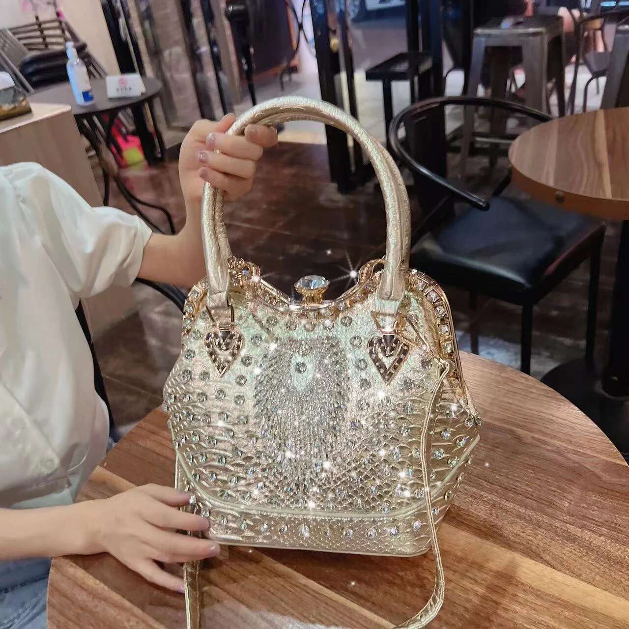 Cross-Body Bucket 2022 New High Sense Fashion Dia Inlaid Female Bag High-Grade Handbag Single Shoulder Ba