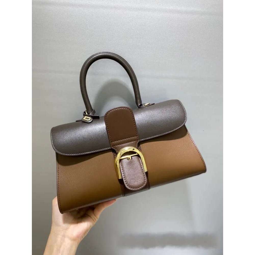 Fashion Office Ladies Work Genuine Leather Shoulder Bag Buckle Flap Totes Handbag Women Designer Cowhide Strap Crossbody Bags