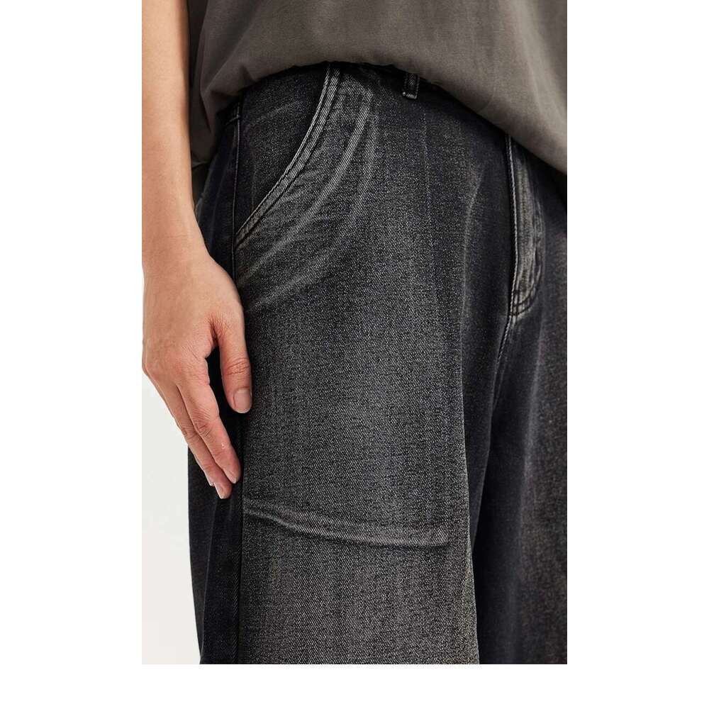 Men's Baggy Jeans 2024 Trendy High Street Wide Leg Denim Trousers Plus Size